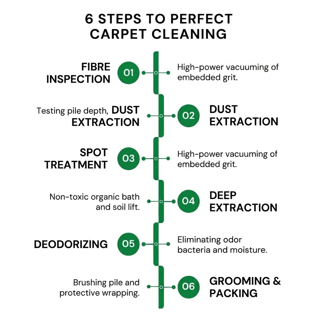 6 Steps to Perfect Carpet Cleaning Diagram